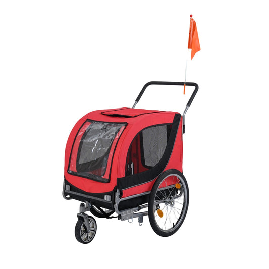 Dog Bike Trailer 2-in-1 Foldable Pet Stroller with Coupler - Detail Angle 2 | Majestic Pet Kingdom
