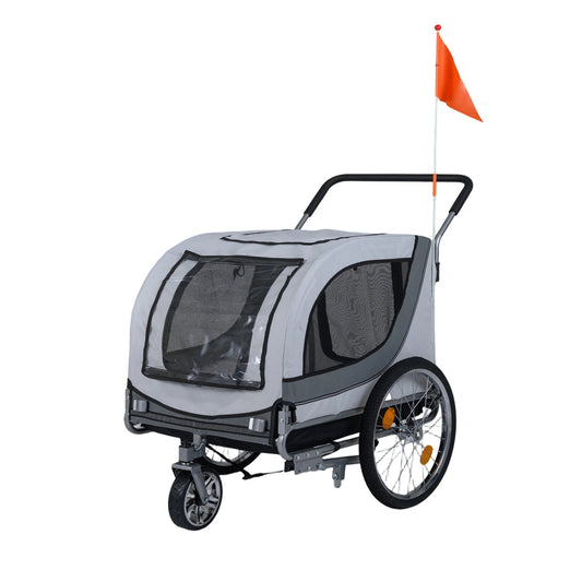 Dog Bike Trailer 2-in-1 Foldable Pet Stroller with Coupler - Main Feature View | Majestic Pet Kingdom