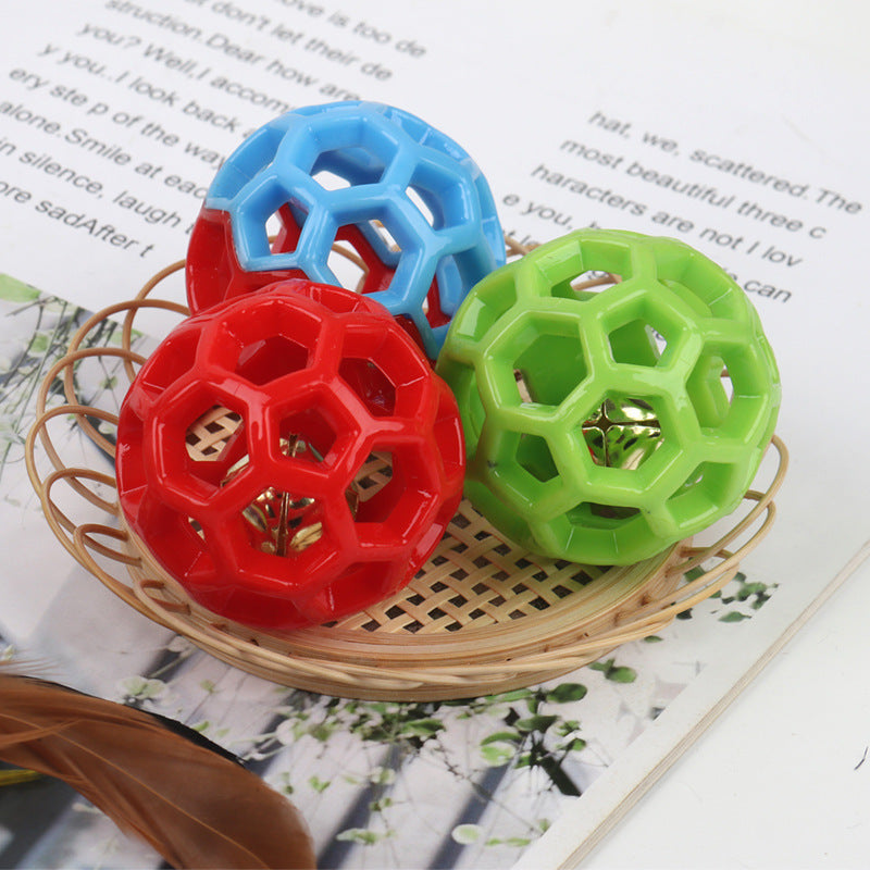 Dog Ball Toy Two-Tone Hollow TPR Rubber Teething Fetch Ball - Detail Angle 5 | Majestic Pet Kingdom