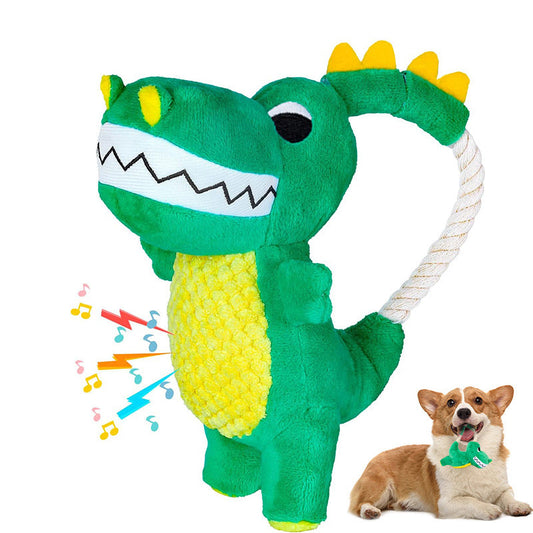 Dog Plush Sounding Chew Toy Durable Plush Toy Chew Dog Toys With Squeaker Soft Interactive Dinosaur Shape Pet Plush Toys For | Purrfect Pet Kingdom