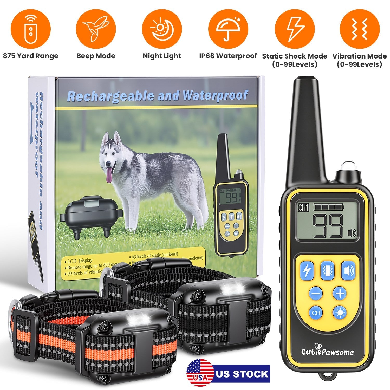 Rechargeable Dog Training Collar with Remote – 875 Yard Range - Majestic Pet Kingdom