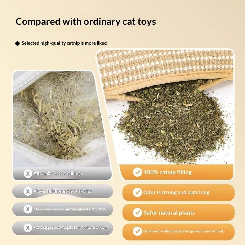 Cat Toy Catnip Infused Plush Pillow Teething Bite Chewer Play - Detail Angle 2 | Majestic Pet Kingdom