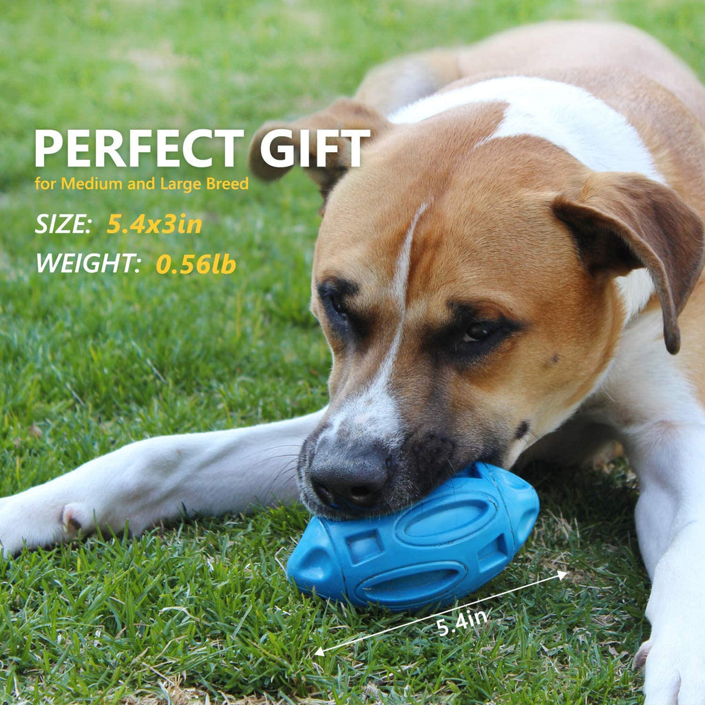 Durable Squeaky Rubber Rugby Dog Toy Ball