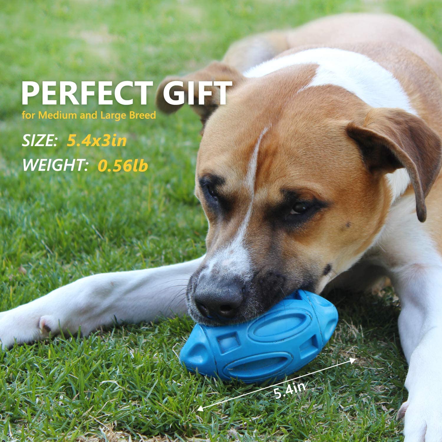 Durable Squeaky Rubber Rugby Dog Toy Ball