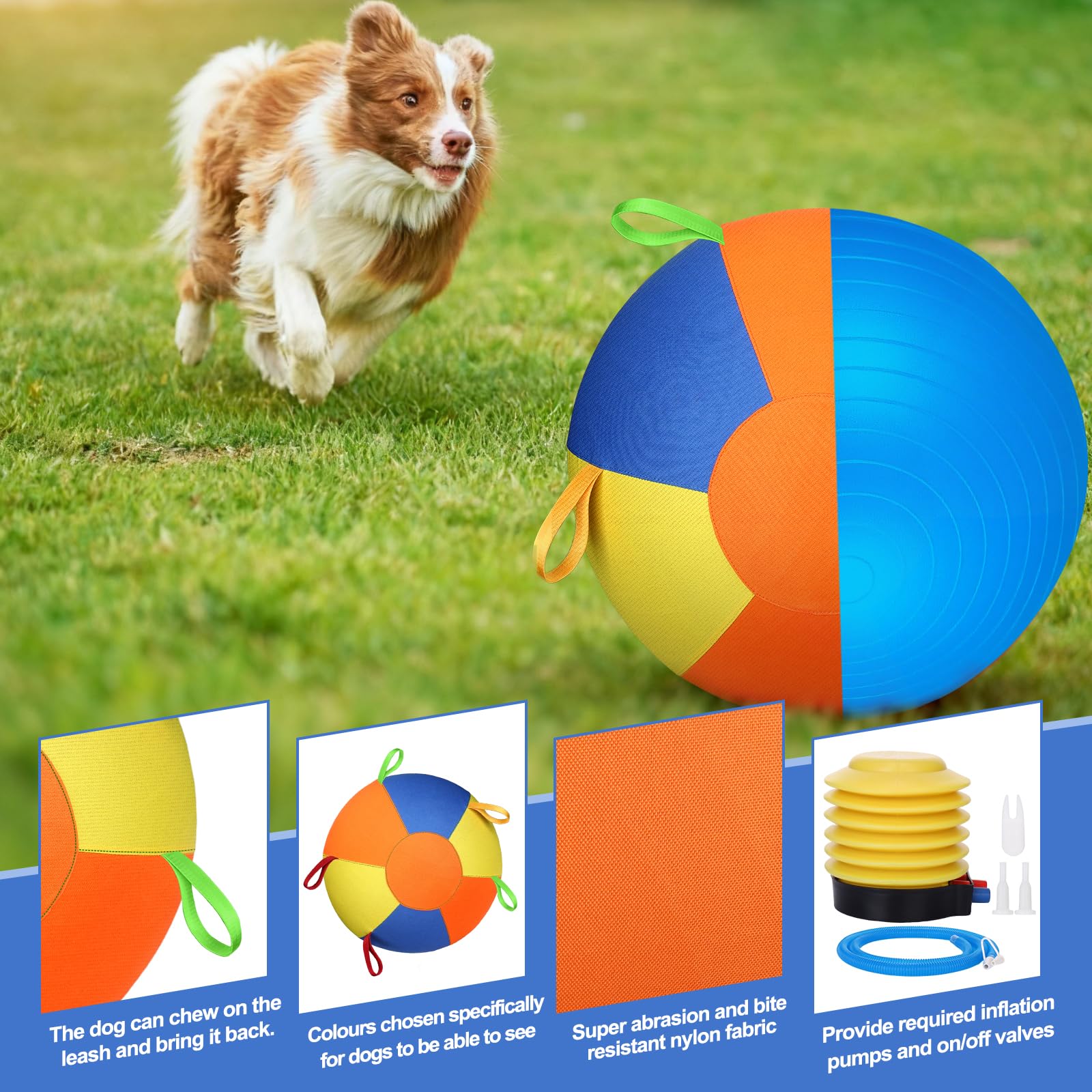 Herding Ball For Dogs, Large Dog Ball With Handles For Outdoor Play, Indestructible Training Toy Balls For Australian Shepherd, Interactive Toy Balls For Medium & Large Dogs