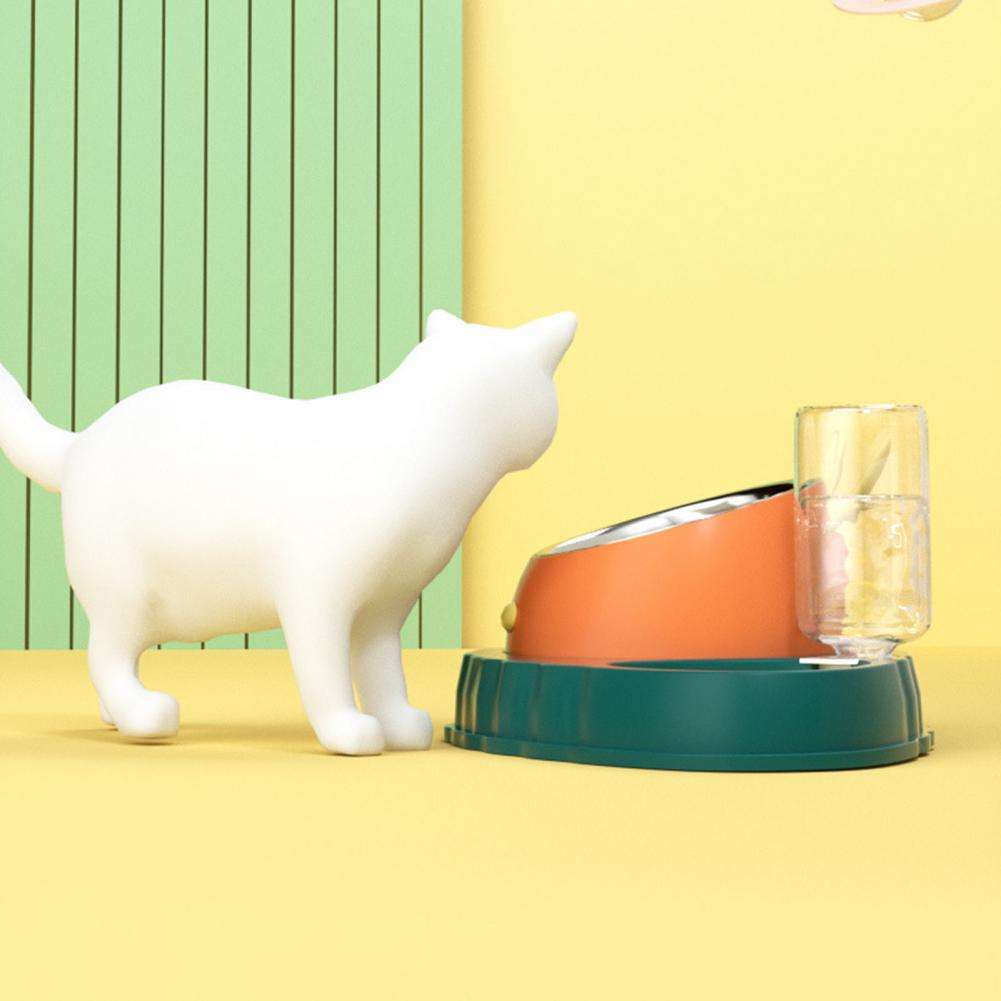 Dog Bowls Carrot Design Tilted Stainless Steel Double Feeder - Detail Angle 2 | Majestic Pet Kingdom