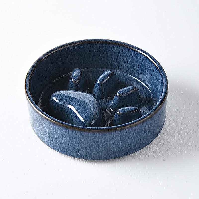 Dog Bowl Ceramic Japanese Style Hand-Painted Food Water Dish - Detail Angle 5 | Majestic Pet Kingdom