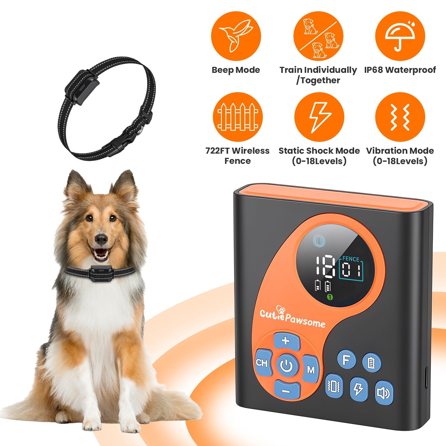 Wireless Dog Fence System with Training Collar - 722FT Range | Purrfect Pet Kingdom