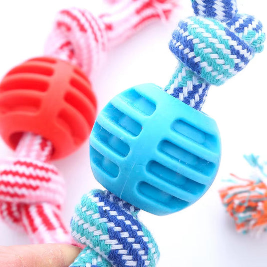 Pet Dog Toy Cotton Rope Double Knot Ball Bite Resistant Tooth Cleaning Toy Ball Pet Supplies | Purrfect Pet Kingdom