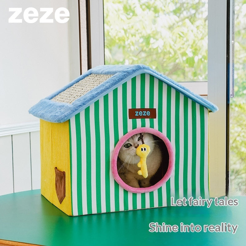 Foldable Enclosed Space-saving Warm Cat Sleeping House