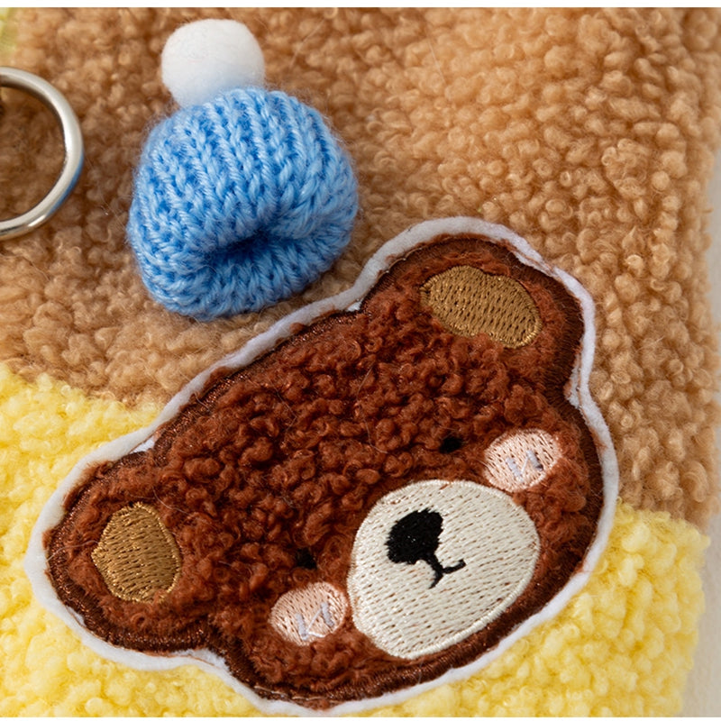 Cute Bear Embroidered Pet Fleece Jacket With Plaid Pockets, Warm Zippered Dog Coat With Leash Ring For Small Dogs - Majestic Pet Kingdom