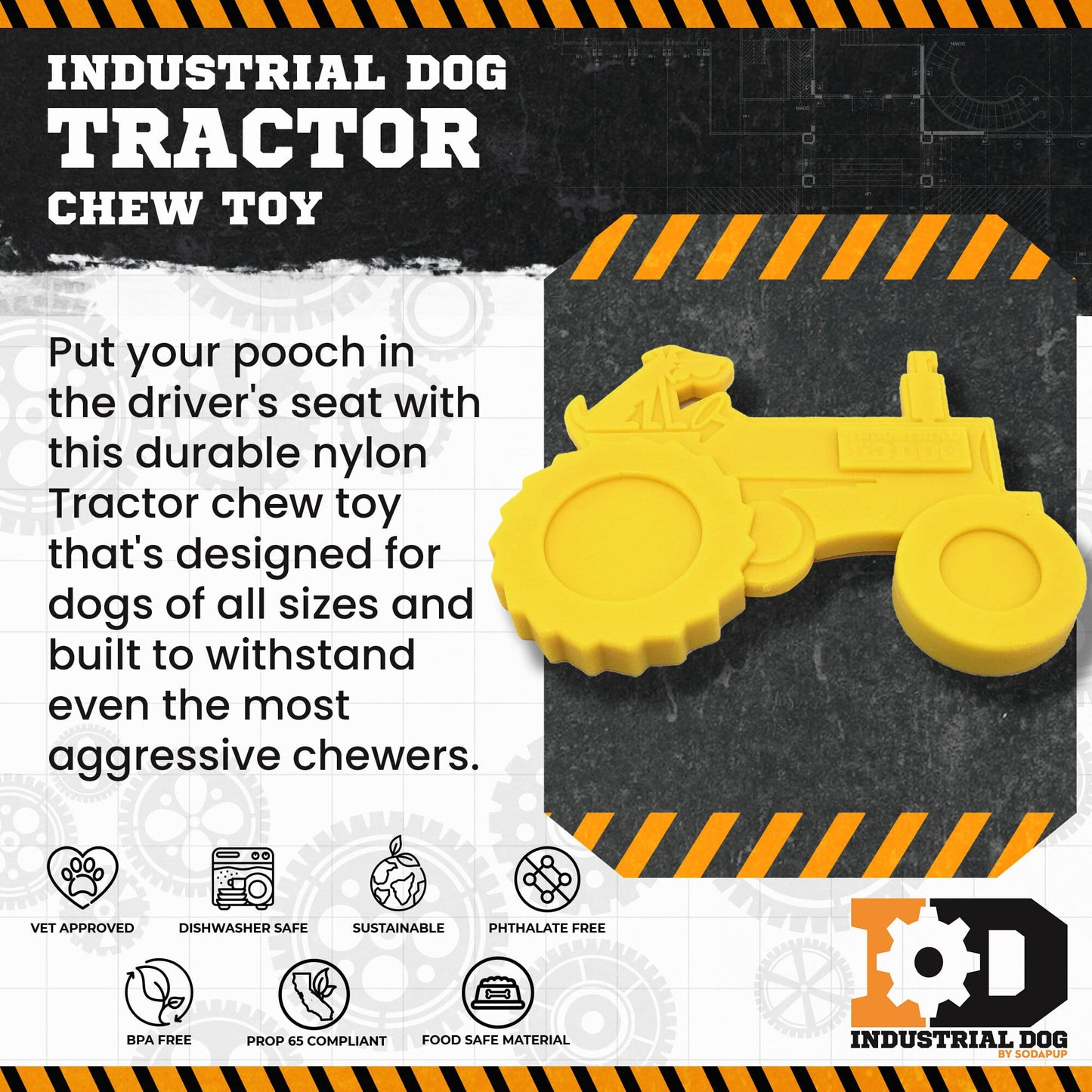 Dog Chew Toy Nylon Tractor Aggressive Power Chewers USA Made