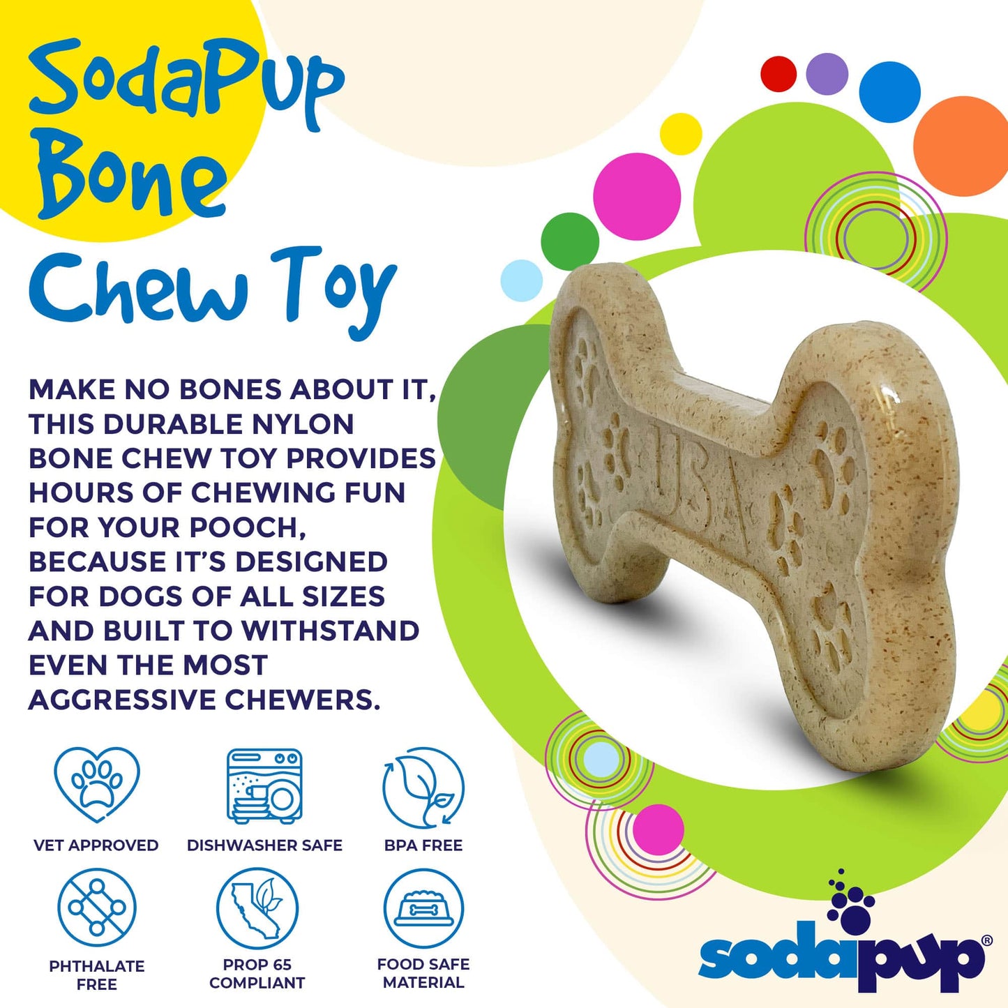 Dog Chew Toy Bone eChew Ultra Durable Nylon Power Chewers