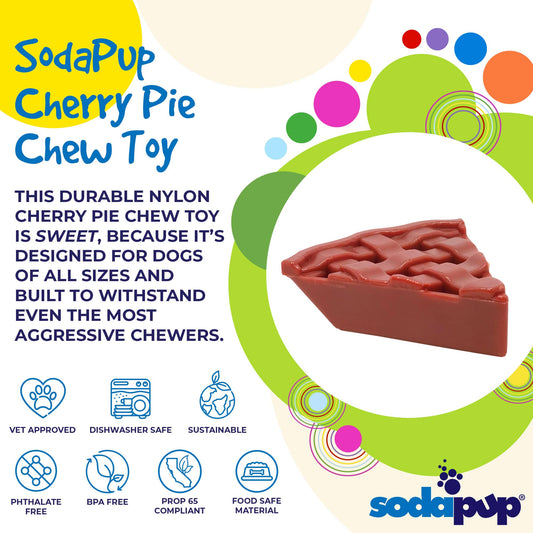 Dog Chew Toy Cherry Pie Shape Nylon Aggressive Power Chewer - Detail Angle 2 | Majestic Pet Kingdom