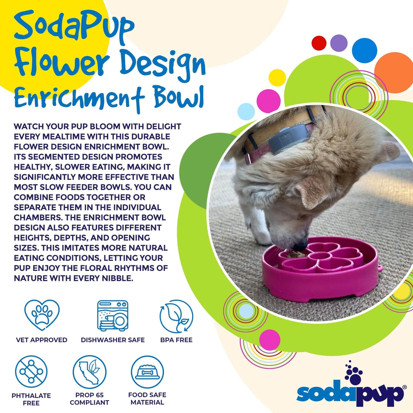 Dog Bowl Flower eBowl Deep Slow Feeder Enrichment Pet Dish