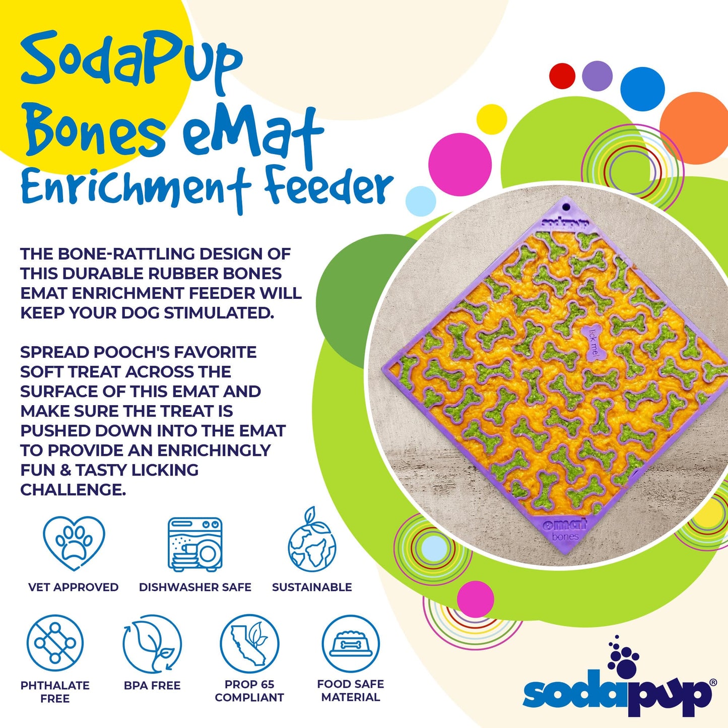 Dog Lick Mat Bones Pattern Silicone Anxiety Relief Food Pad - Detail Angle 3 | Majestic Pet Kingdom