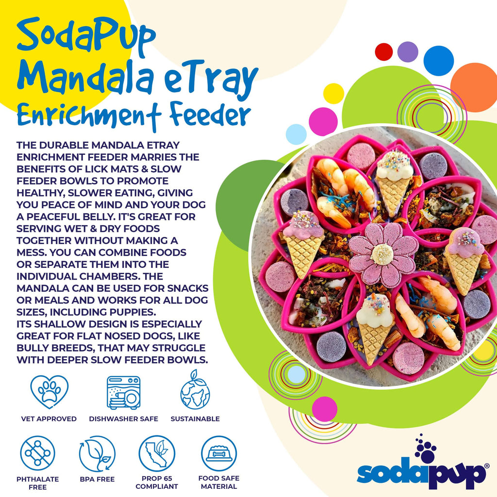 Mandala eTray Shallow Slow Feeder Dog Bowl for Enrichment | - Majestic Pet Kingdom