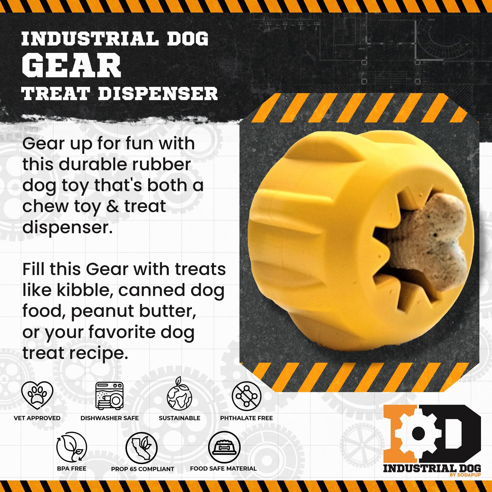 Dog Chew Toy Gear eDispenser Rubber Yak Chew Holder Pocket - Detail Angle 2 | Majestic Pet Kingdom