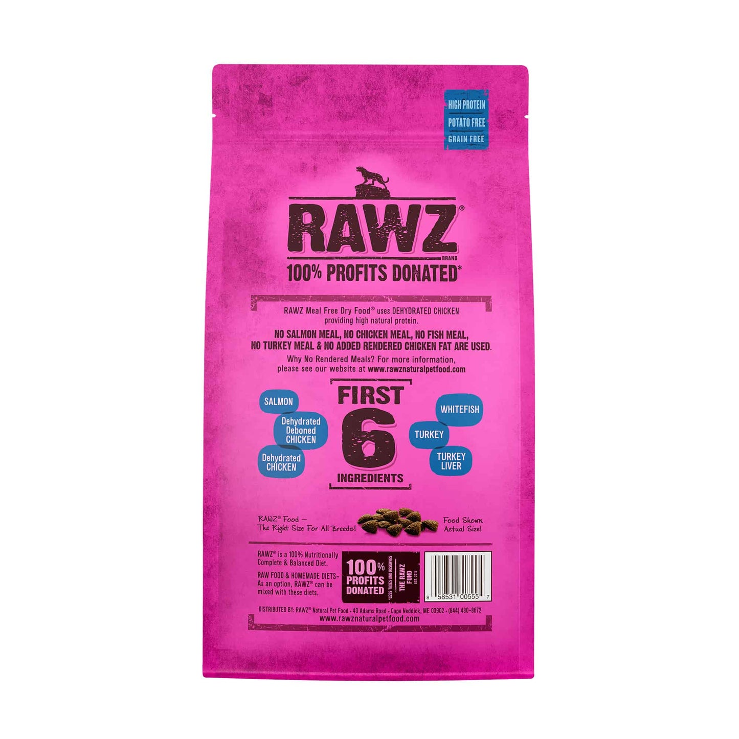 Cat Food RAWZ Salmon Dehydrated Chicken Whitefish Dry Bag - Detail Angle 2 | Majestic Pet Kingdom