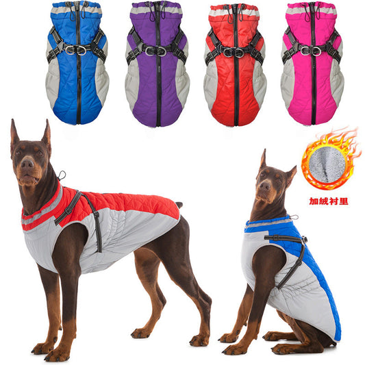 Dog AutumnWinter Fleece-Lined, Warm, And Waterproof Zip-Up Jacket - Premium Pet Accessory