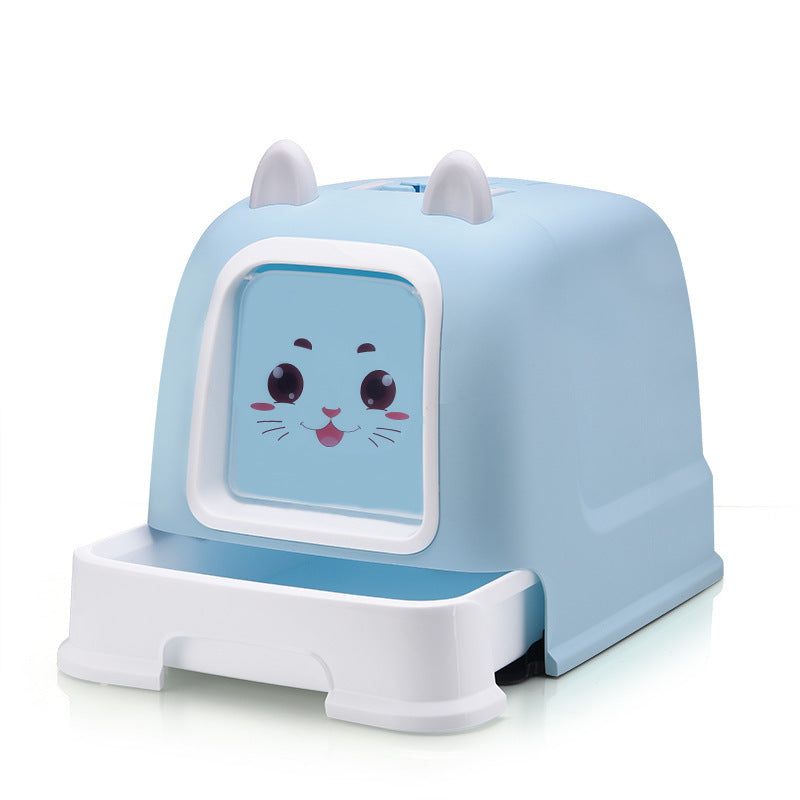 Cat Litter Box Fully Enclosed Front Entry Drawer Style Basin - Detail Angle 2 | Majestic Pet Kingdom
