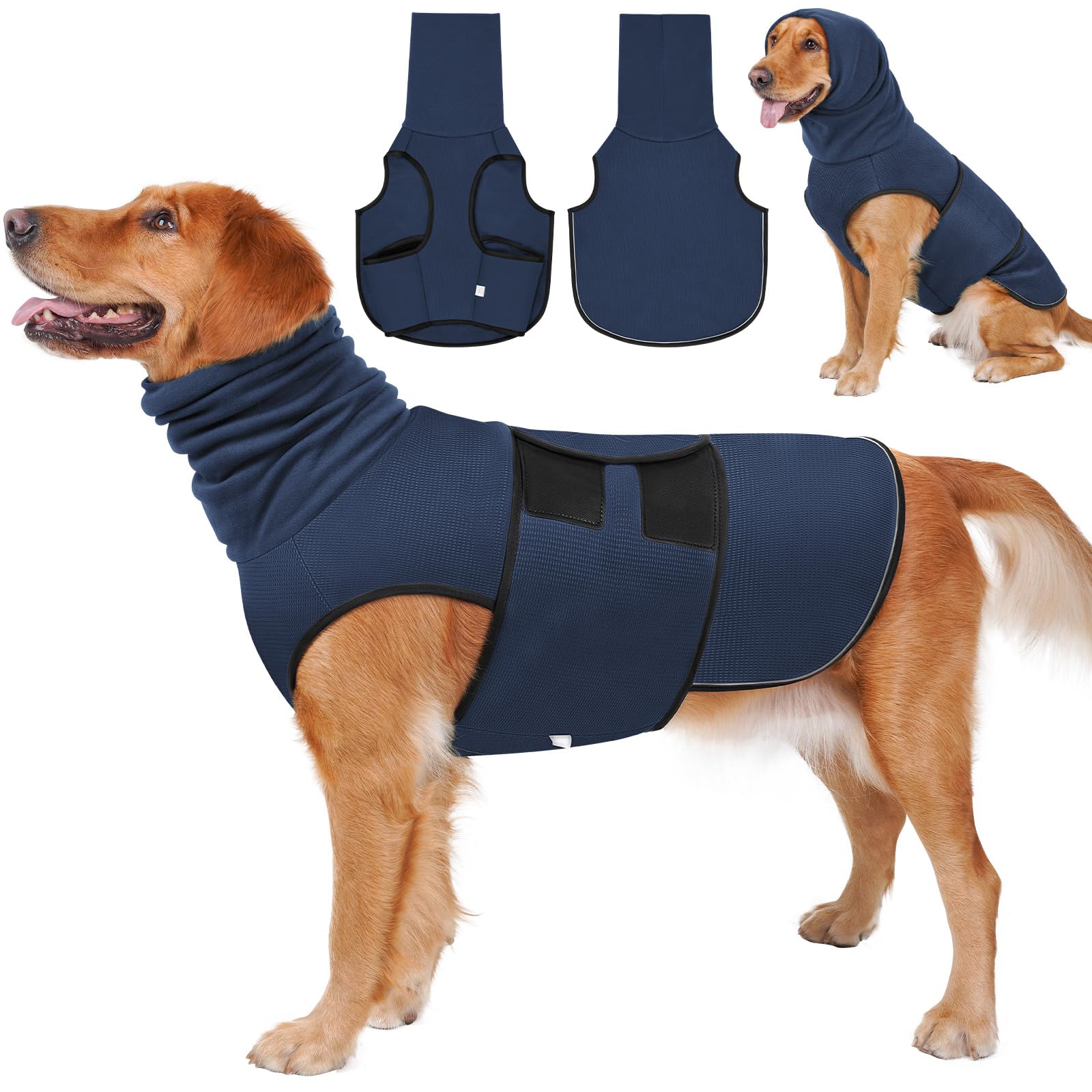 2-in-1 Dog Anxiety Vest With Hood, Soft Dog Calming Shirt With Stretchy Ear Head Cover For Stress Relief, Breathable Shirt Jacket For Thunderstorms, Separation & Vet Visits - Majestic Pet Kingdom