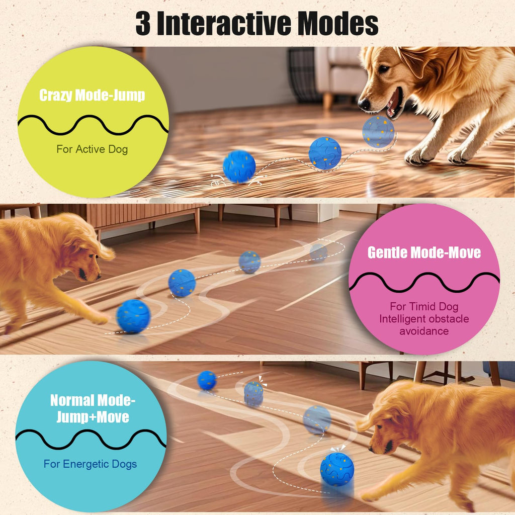 Interactive Dog Ball Toy, Smart Dog Toy For Medium And Large Dogs, Automatic Moving Rotating & Bouncing Ball, Durable E-TPU Material, IP54 Waterproof, Motion-Activated Dog Toy For Active Dogs