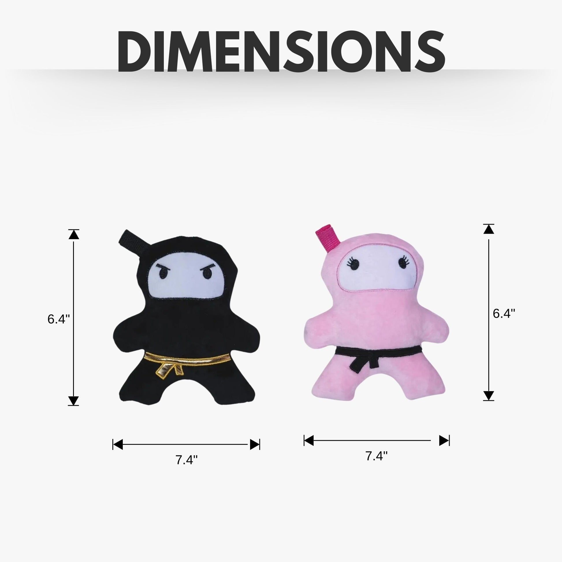 Dog Plush Toy Set Ninja Love Squeaker Crinkle Sound 2-Pack - Detail Angle 3 | Majestic Pet Kingdom
