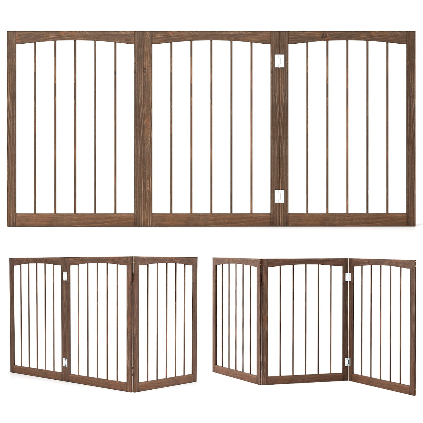 30 Inch Tall Wooden Pet Fence for Cats Small and Medium Dogs-Brown | Purrfect Pet Kingdom