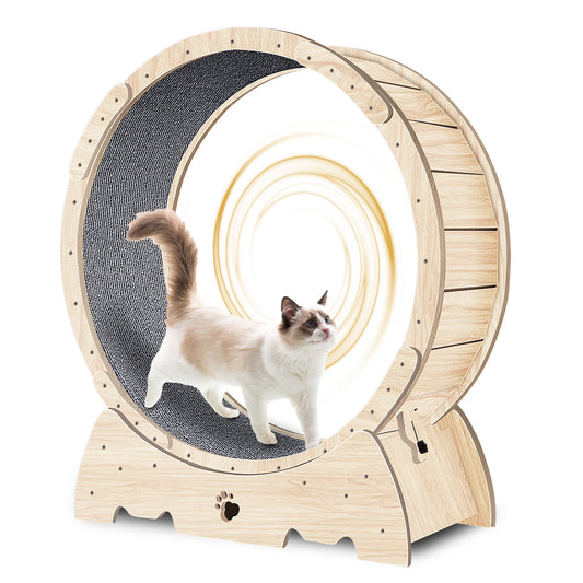 cat-exercise-wheel-indoor-cats,-cat-running-wheel-with-carpeted-runway-37"-natural-wood-color-luxury-view-2 | Majestic Pet Kingdom