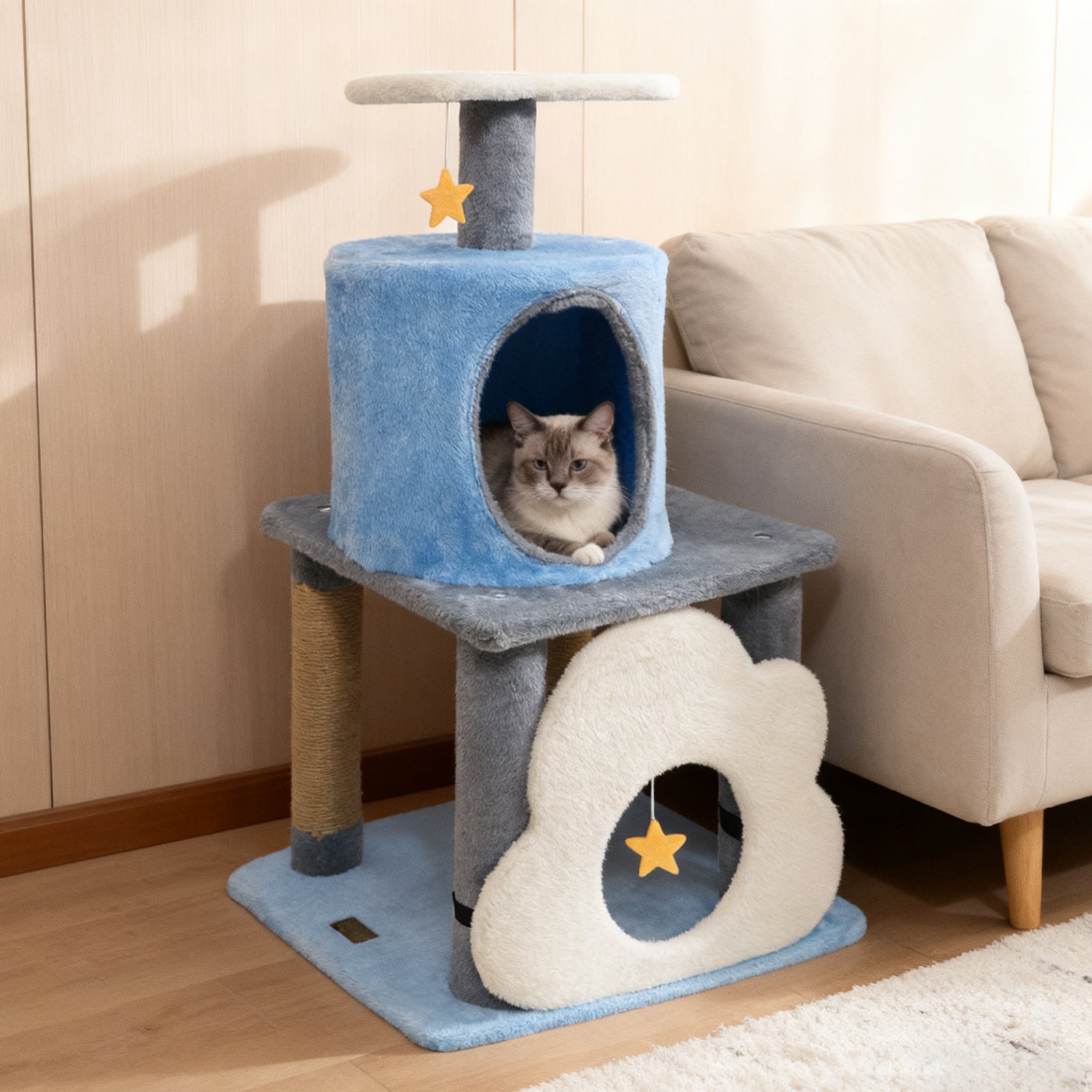 31.5" Cute Modern Cat Tree Multi-Level Kitten Tower - Majestic Pet Kingdom