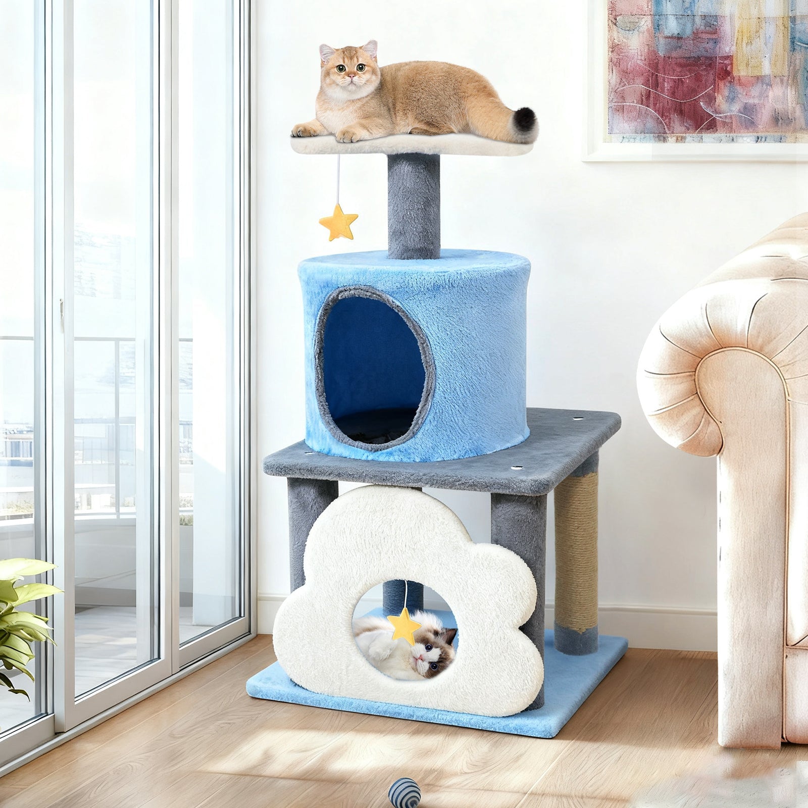 31.5" Cute Modern Cat Tree Multi-Level Kitten Tower - Majestic Pet Kingdom