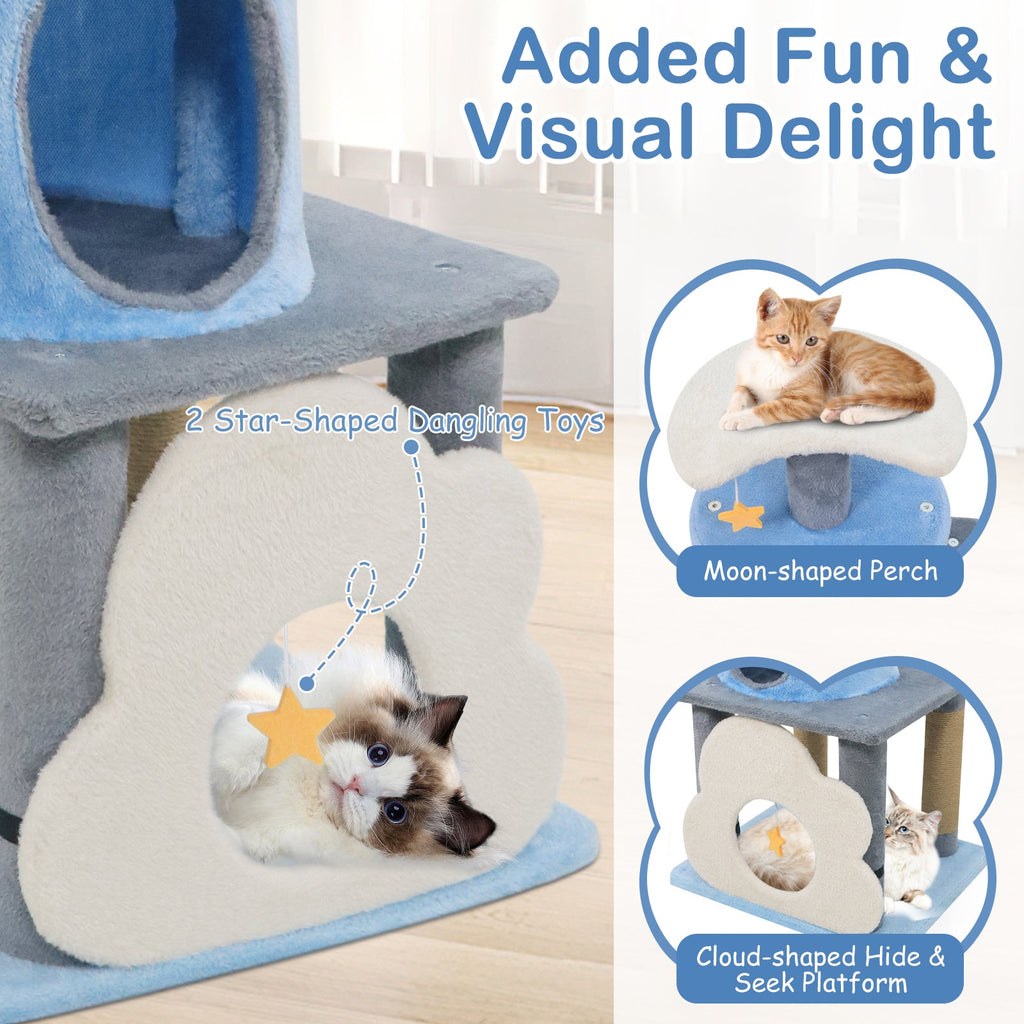 31.5" Cute Modern Cat Tree Multi-Level Kitten Tower - Majestic Pet Kingdom