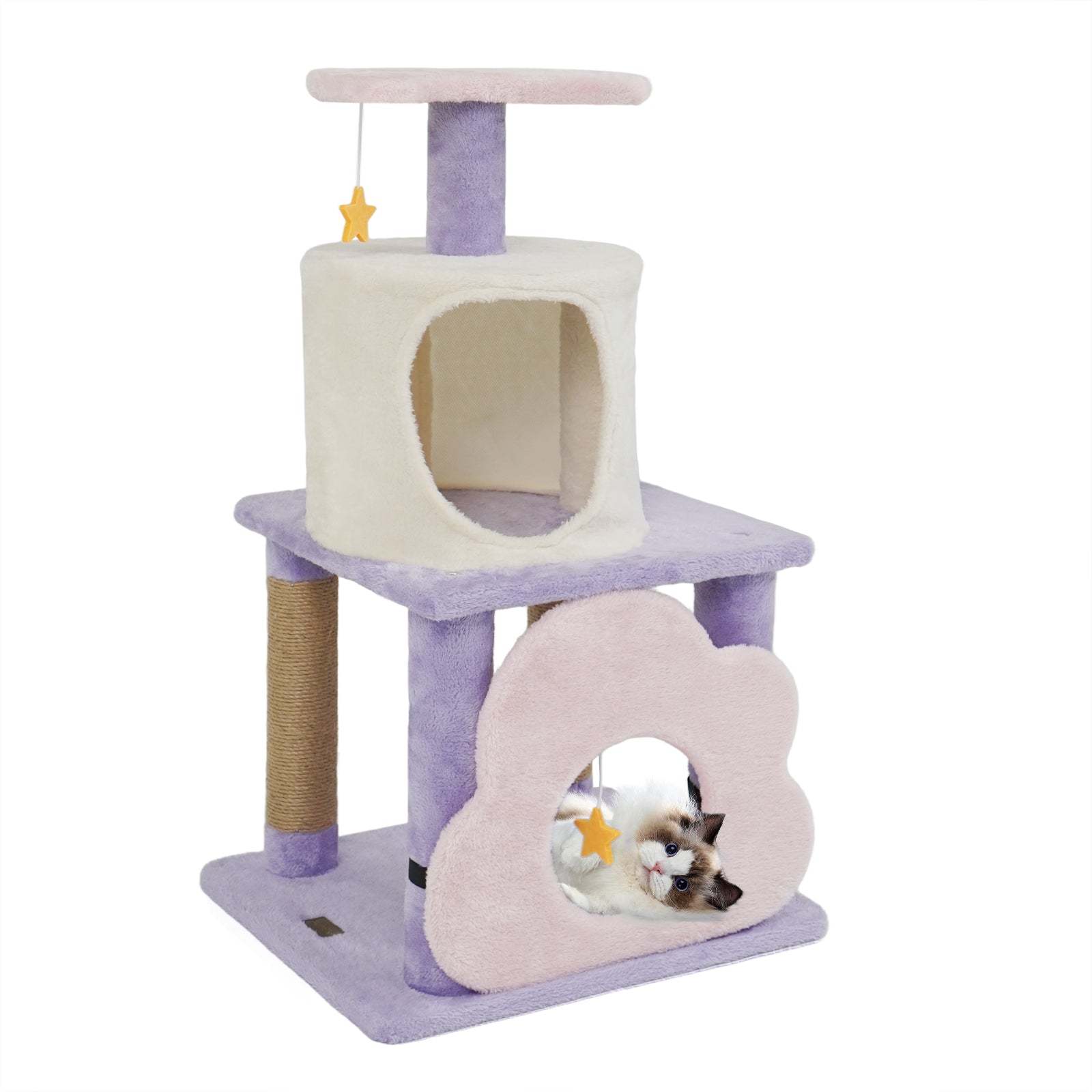 31.5" Cute Modern Cat Tree Multi-Level Kitten Tower - Majestic Pet Kingdom