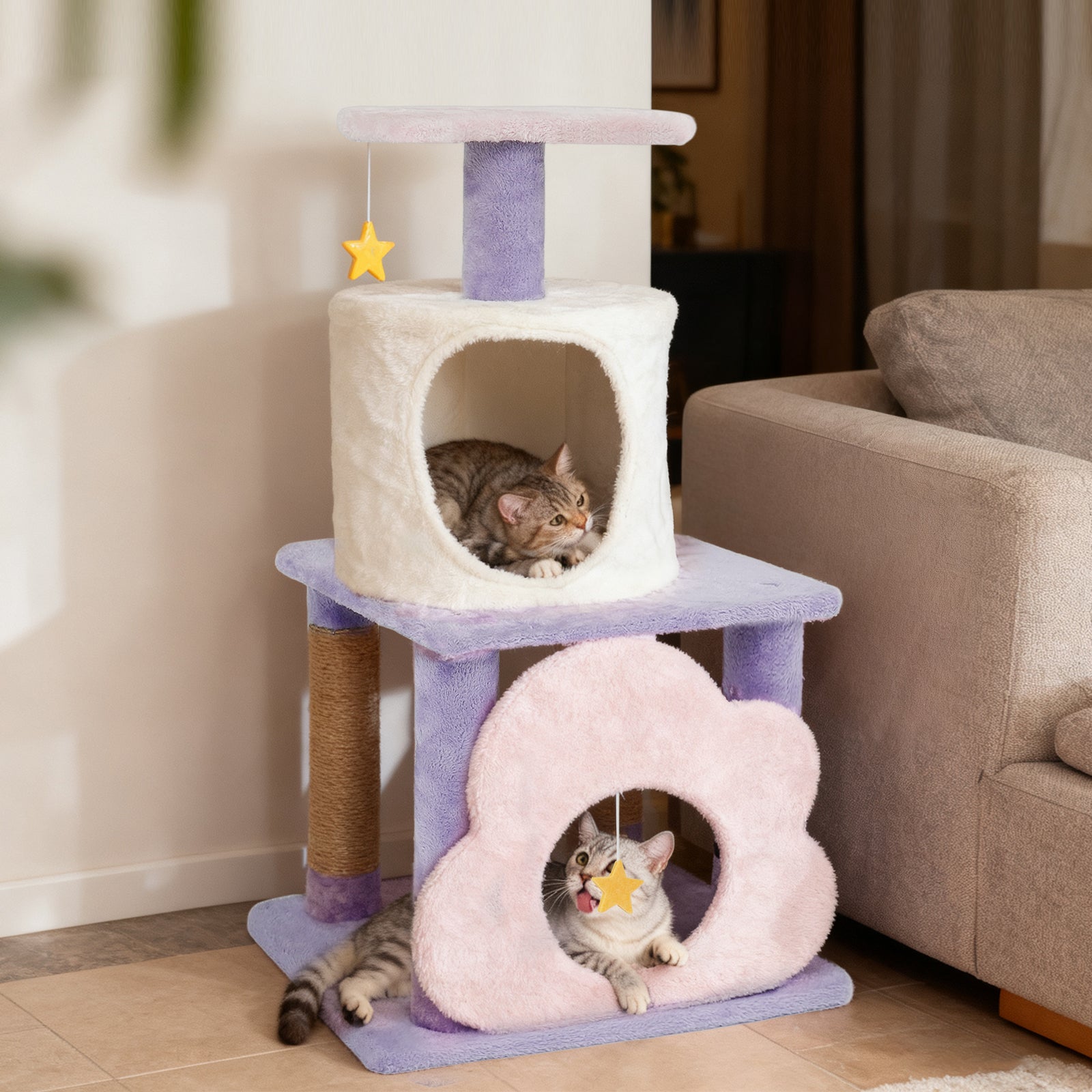 31.5" Cute Modern Cat Tree Multi-Level Kitten Tower - Majestic Pet Kingdom