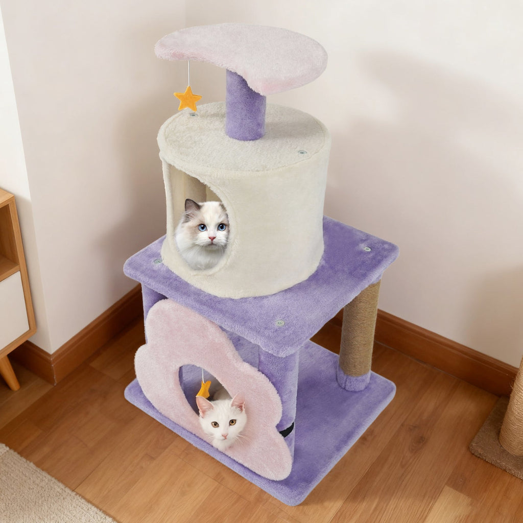 31.5" Cute Modern Cat Tree Multi-Level Kitten Tower - Majestic Pet Kingdom