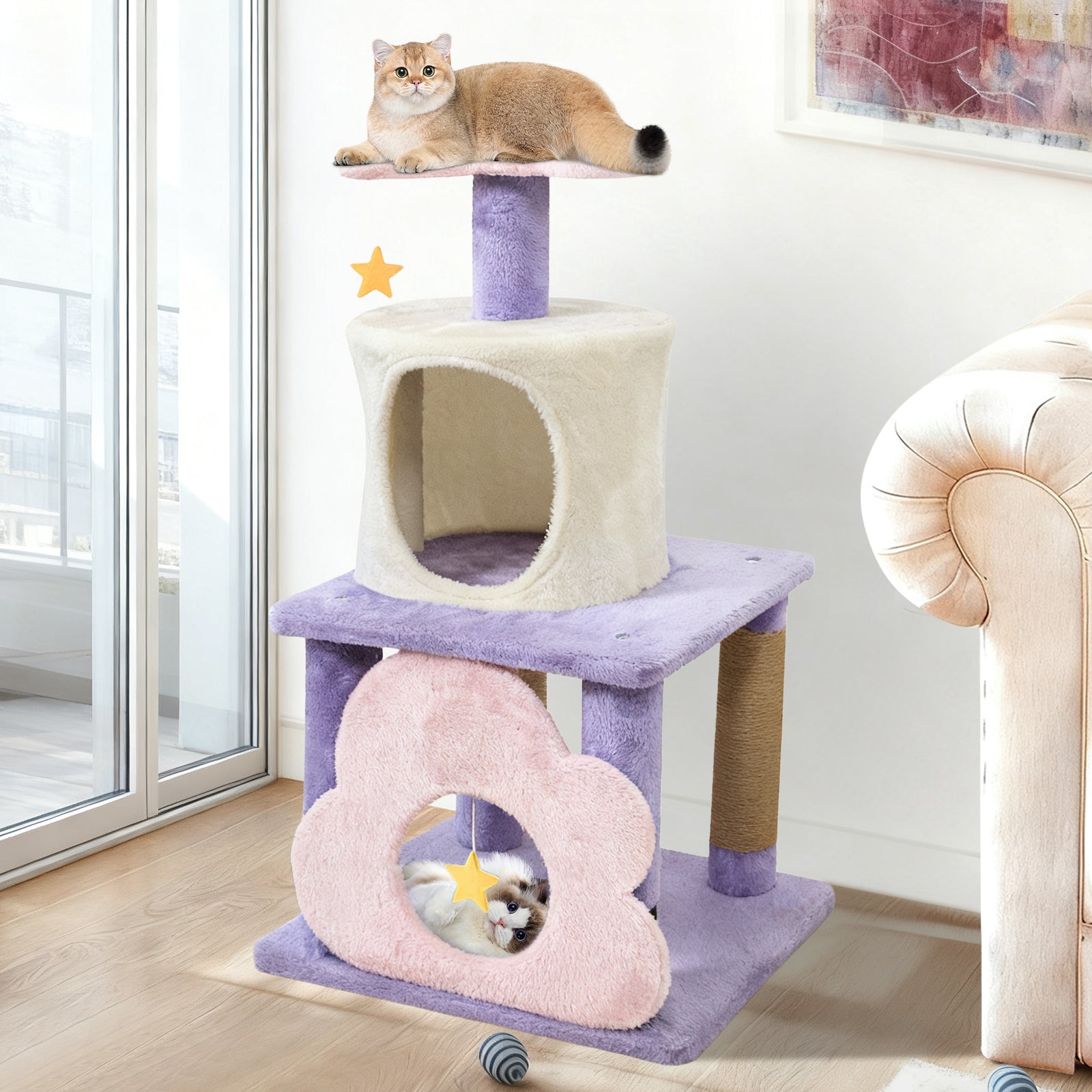 31.5" Cute Modern Cat Tree Multi-Level Kitten Tower - Majestic Pet Kingdom