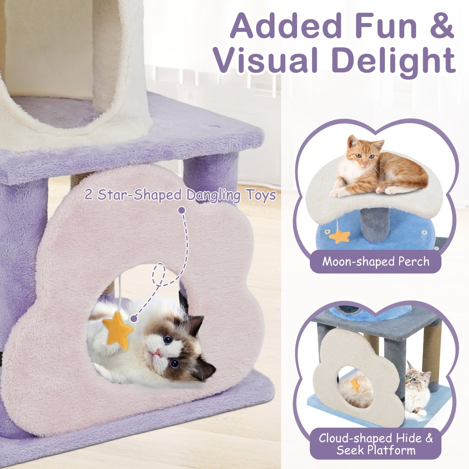 31.5" Cute Modern Cat Tree Multi-Level Kitten Tower - Majestic Pet Kingdom