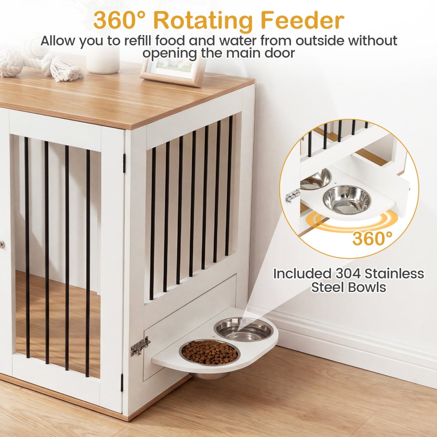 31.5” Dog Crate Furniture Wooden Dog Kennel with Double Lock Doors | Purrfect Pet Kingdom