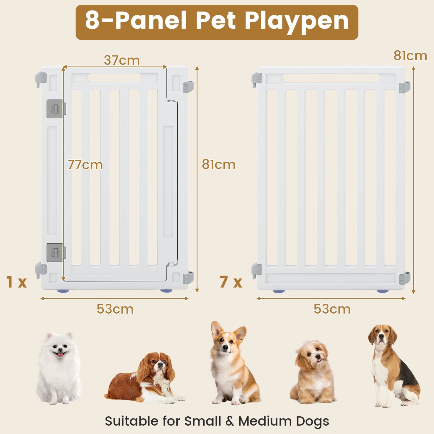 8-Panel Dog Playpen 31.5" Height Indoor Outdoor HDPE - Majestic Pet Kingdom