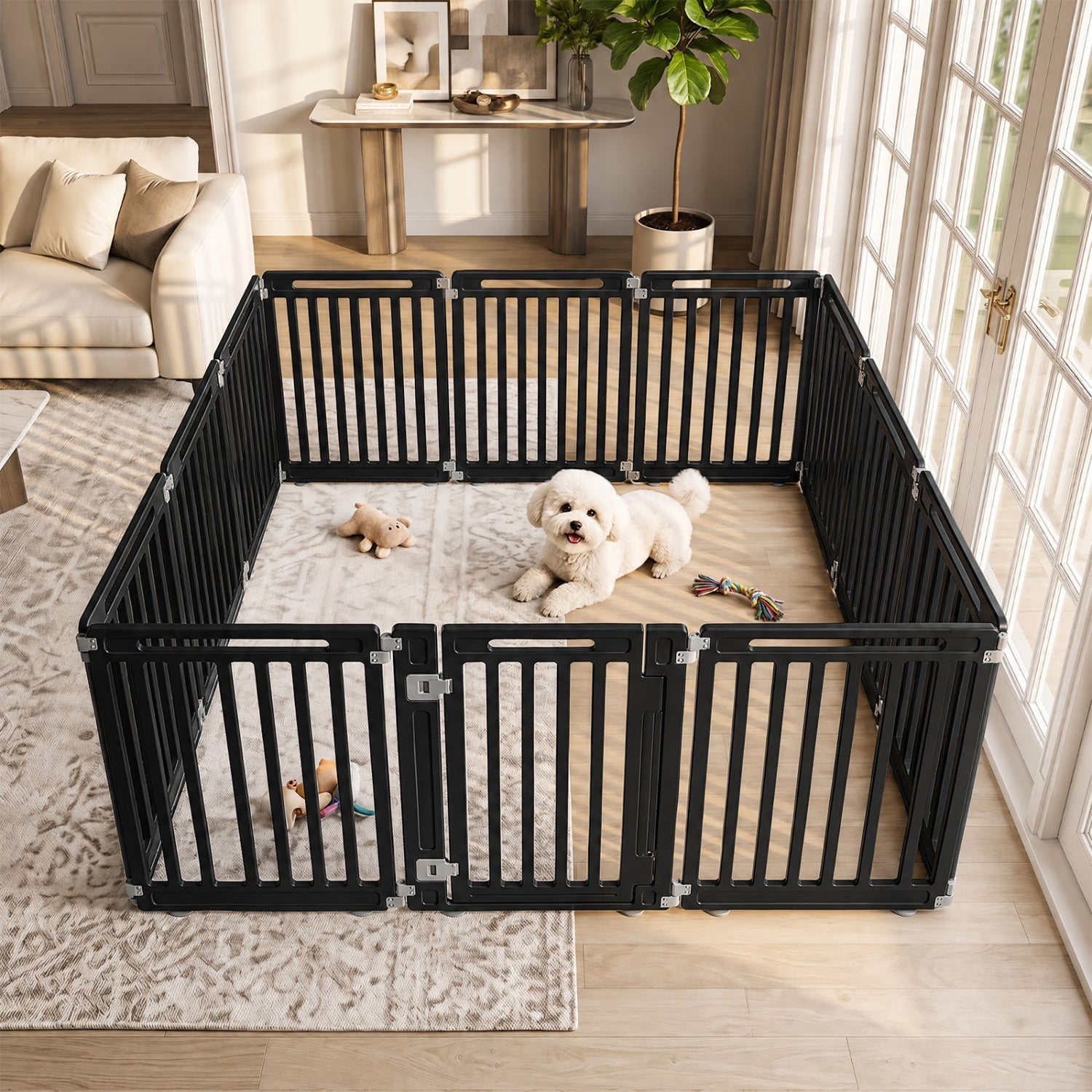12-Panel Dog Playpen 31.5" Height Indoor Outdoor Pet Fence - Majestic Pet Kingdom