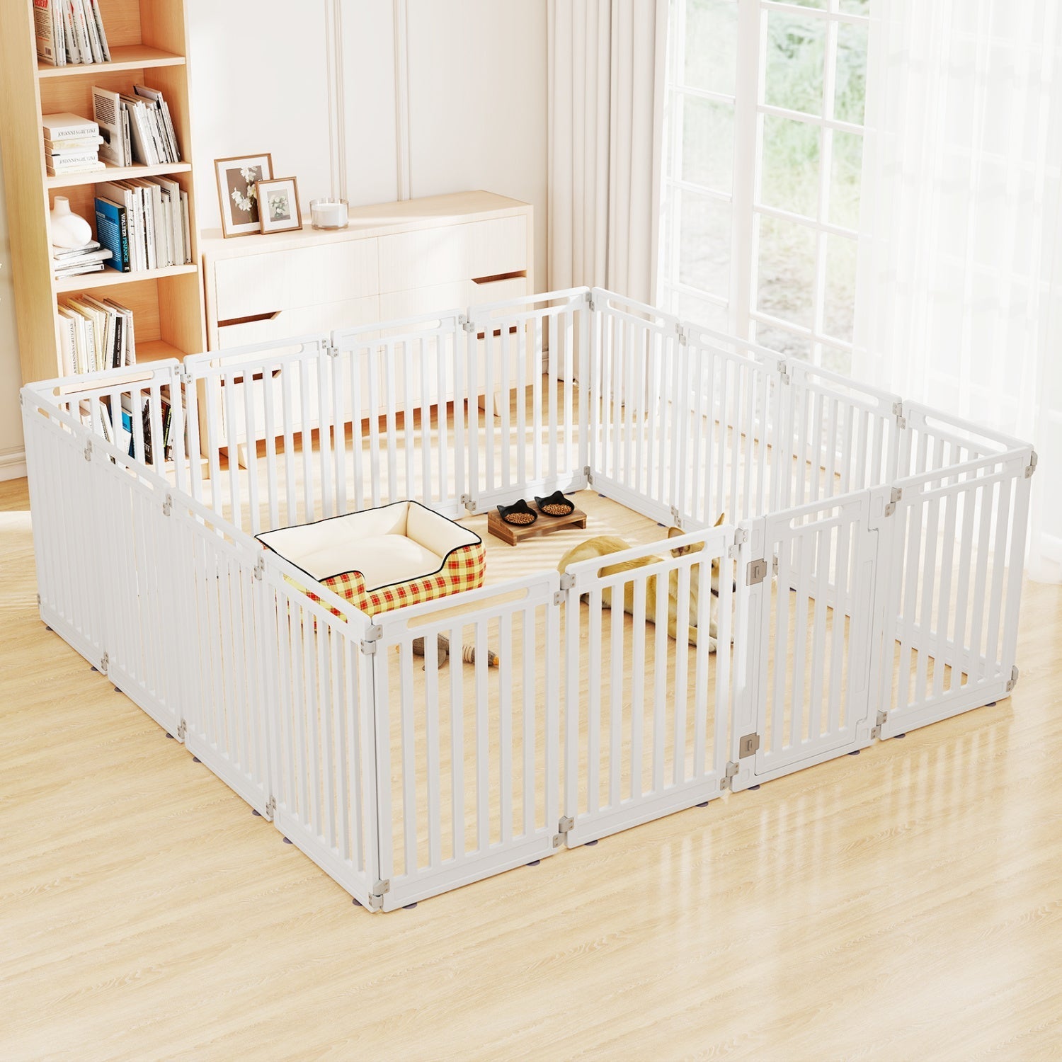 16-Panel Dog Playpen 31.5" Height Indoor Outdoor Pet Gate | Purrfect Pet Kingdom