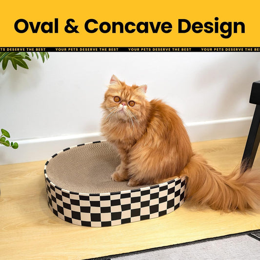2 In 1 Cat Scratcher Cardboard  Oval Cat Scratch Pad And Bowl Nest For Indoor Cats | Purrfect Pet Kingdom