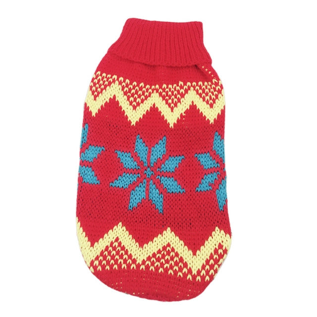 Christmas Maple Snowflake Turtleneck Knitted Sweater Pet Clothes - Majestic Pet Kingdom