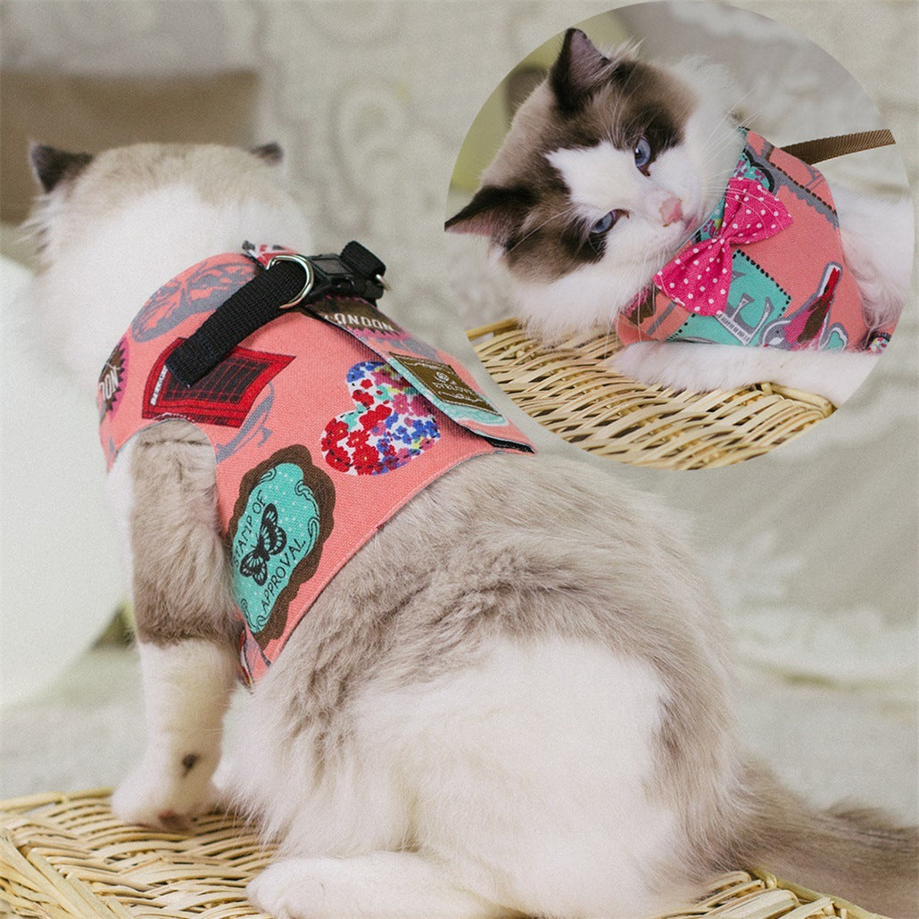 Cute Cat's Chest Back Traction Rope Clothes