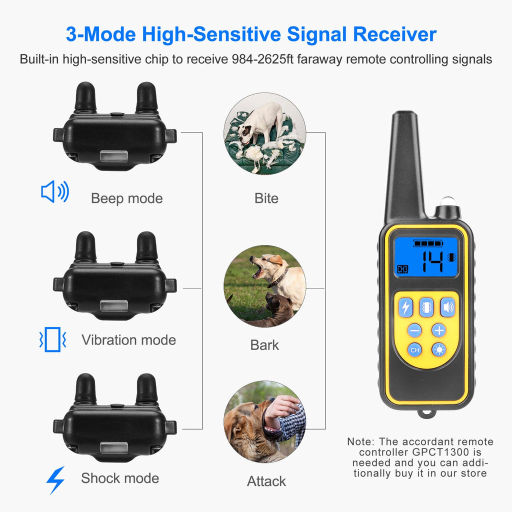 Dog Training Collar Receiver IP67 Waterproof Dog Bark Shock Collar Accessories Adjustable Belt Rechargeable Without Remote Controller - Majestic Pet Kingdom