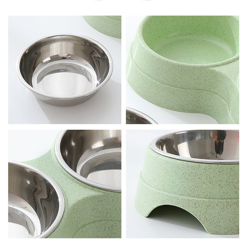 Double Pet Bowls Dog Food Water Feeder Stainless Steel Pet Drinking Dish Feeder Cat Puppy Feeding Supplies Small Dog Accessories - Majestic Pet Kingdom