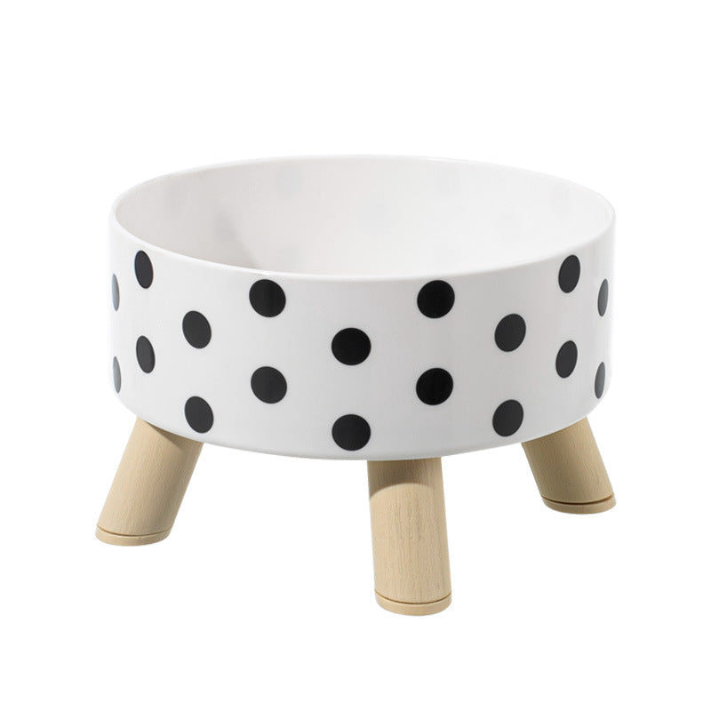 Dog Bowl Stainless Steel Polka Dot Four-Leg Elevated Raised Dish - Detail Angle 5 | Majestic Pet Kingdom