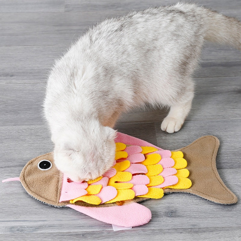 Fish-shaped Smell Blanket Training Cat Toy Food Bowl Toy - Majestic Pet Kingdom