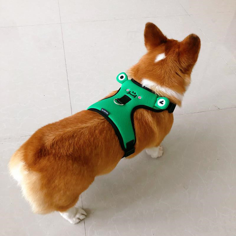 Dog''s chest and back with traction rope, dog''s back with lovely vest type walking dog explosion-proof small dog collar